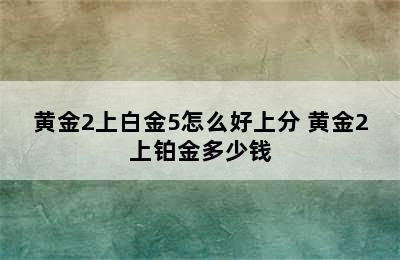 黄金2上白金5怎么好上分 黄金2上铂金多少钱